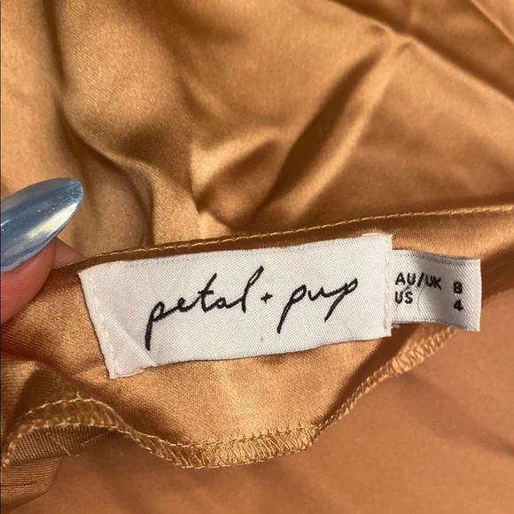 Petal & Pup Orange Ribbed Cowl Neck Slip Dress - Picture 4 of 6